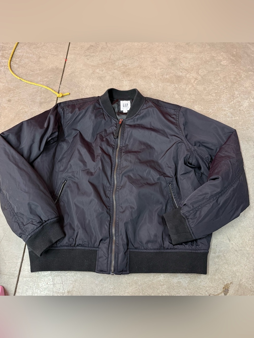 GAP Men's Dark Black Bomber Jacket